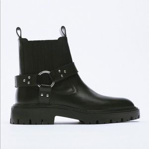 Zara leather biker ankle boots